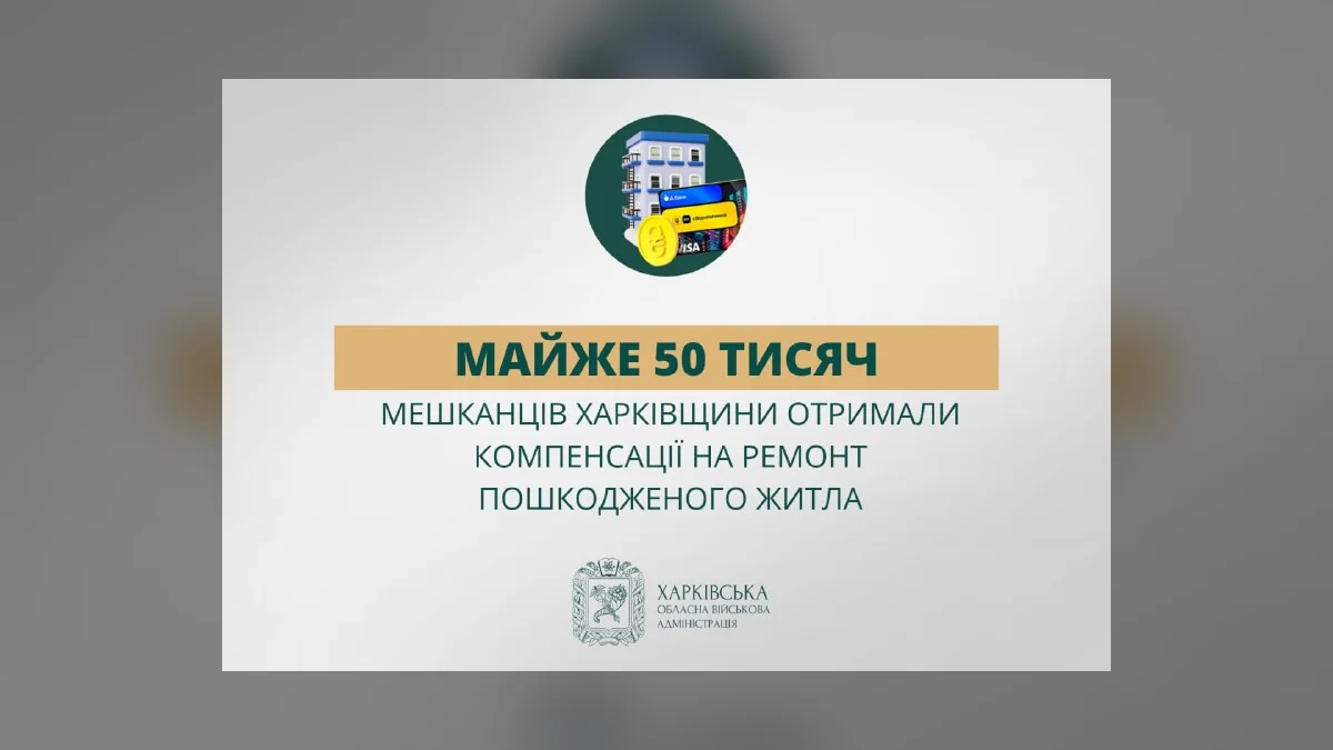 На Харківщині майже 50 тисяч людей отримали виплати на ремонт пошкодженого житла
